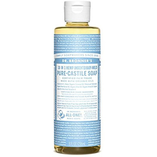 Dr. Bronner’s Pure-Castile Liquid Soap – Baby Unscented - 8 Ounce