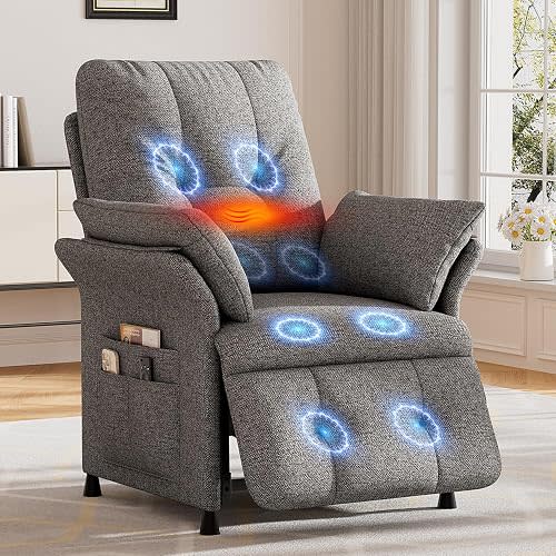 Power Recliner Chair with Heat and Massage, Electric Recliner for Elderly