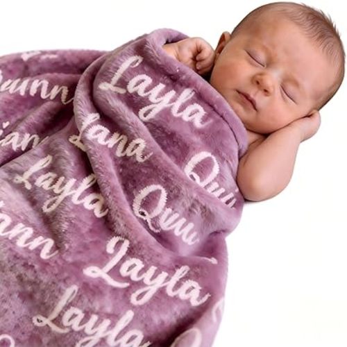 Ships Next Day - Personalized Baby Blanket with Name, Custom Swaddle Blanket for Boys Girls, Ultra-Soft Fleece Blanket, Ideal Customized Baby Gifts for Newborns and Baby Showers