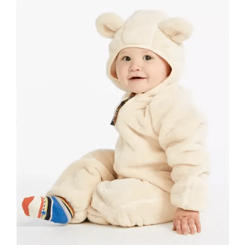 LL Bean Infant Hi-Pile Fleece Bunting, Natural Color sieze 3-6 Months