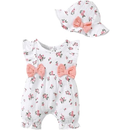 SUNNY PIGGY Newborn Baby Girl Clothes Baby Girl One Piece Romper Fall Winter Long Sleeve with Hat Sets Cute Infant Outfits