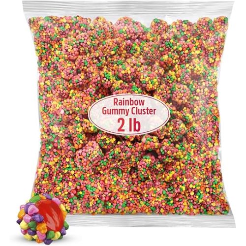 Gummy Clusters Rainbow, 2lb Pack of NerdsGummy Clusters Bulk, Perfect Gummy Candy Snack for Parties, Birthdays, Holidays, Gift Bags, Office Treats and Everyday Enjoyment
