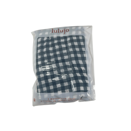 Lulujo Crib Sheet, Navy Gingham