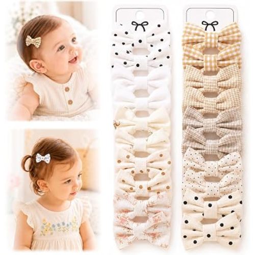 Baby Hair Clips Set, 20 Pcs Baby Bows Clips Fully Lined 2" Toddler Hair Bow Barrettes Handmade Accessories Hair Pins for Little Girls Babies Newborn Infant Toddlers Child Kids