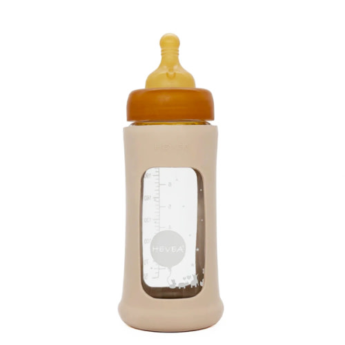 Wide Neck Baby Glass Bottle with Sleeve 250ml/8.5oz Single-Pack – Heveaplanet.com