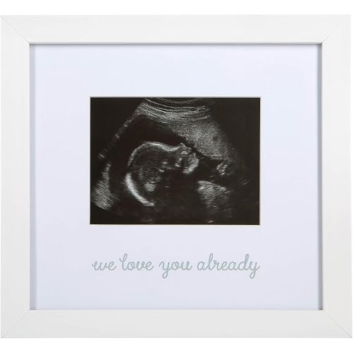 Kate & Milo We Love You Already Sonogram Photo Frame | Holds 4" x 5" Ultrasound Photo, We Love You Already Sentiment, Easel Tabletop Display, Pregnancy Announcement Keepsake