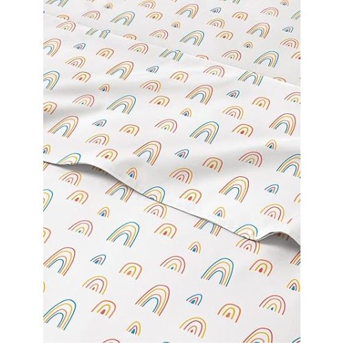 Kids Full Size Rainbow Bed Sheets - 4 Piece Kids Rainbow Sheet Set - Cartoon Theme Bedding - Soft, Cute & Cozy - Breathable & Machine Washable - Colorful Bed Set for Boys, Girls, Teens and Toddlers