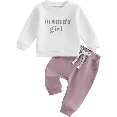 Sejardin Toddler Baby Girl Clothes Long Sleeve Letter Print Sweatshirt and Stretch Jogger Pants Newborn Fall Winter Outfit