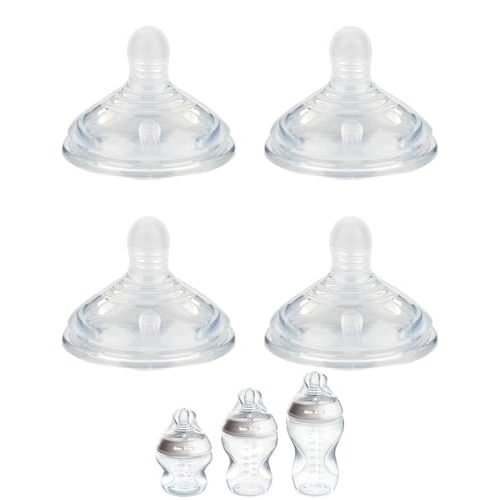 Silicone Nipple (S) for Tommee Tippee Natural Start Anti-Colic Baby Bottles, Slow Flow, 0m+, 4 Count