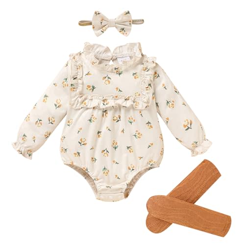 GRNSHTS Newborn Baby Girl Clothes Ruffle Rompers Toddler Fall Outfits for Girls Set Little Girl Fall Winter Clothing