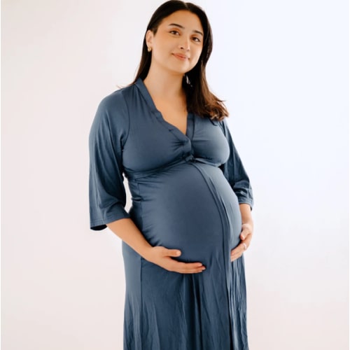 Lila Labor & Postpartum Gown in Midnight Blue