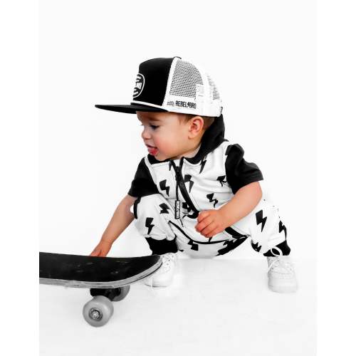 Hooded Rebel Short Sleeve Romper in Bowie