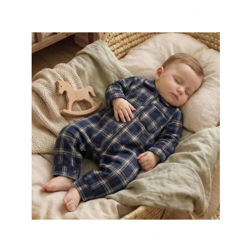 Loomiva Newborn Baby Boy/Girl Contrast Color Ribbon Collar Long Sleeve Romper With Pants | SHEIN USA