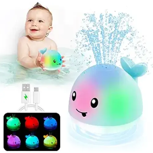 Baby Boy Bath Toys, Easter Basket Stuffers for Babies 1 Year Old Boy Gifts, Toddler Bath Toys for Kids Ages 1-3, Light Up Whale Bath Toy Sprinkler Baby Toys 6-12-18 Months Bathtub Fountain Toy
