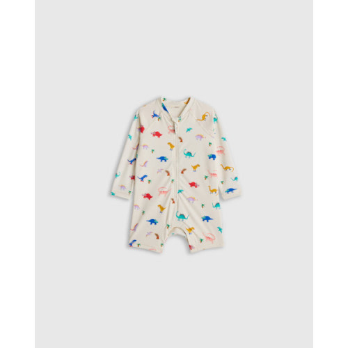 Long Sleeve Zip-Up Rash Guard One-Piece - Toddler in Dinosaurs