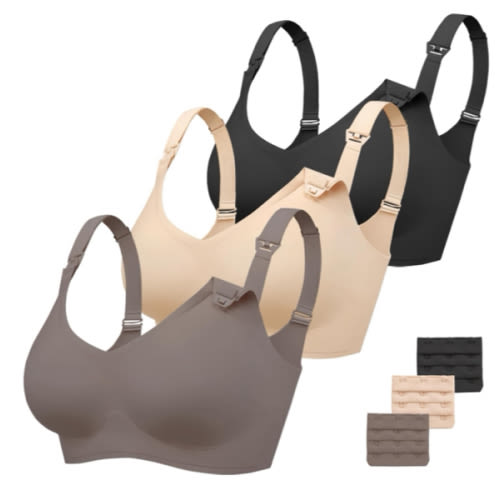 Vinfact 3 Pack Nursing Bras for Breastfeeding Comfort Maternity Bras for Pregnancy Wireless Seamless Breastfeeding Bras