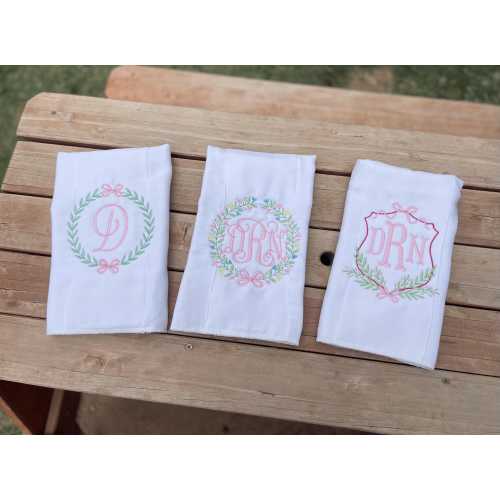 Monogrammed Baby Burp Cloth Set, Personalized Baby Shower Gift