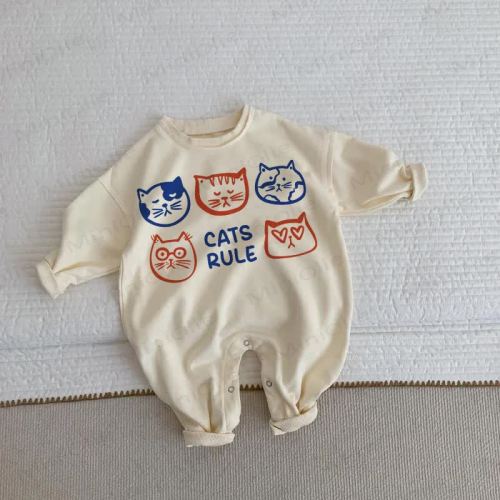 CATS RULE Baby Toddler Beige Love Romper