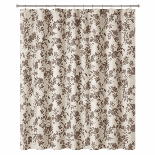 Brown Shower Curtain Floral Cotton Linen Cottagecore Shower Curtain for Bathroom 72" W x 72" L Boho Farmhouse