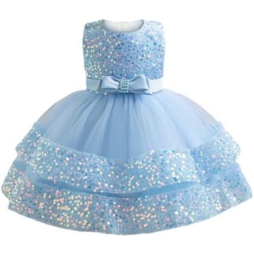 Miipat Baby Girl Pageant Dress Sequins Princess Dress Toddler Flower Wedding Birthday Party Gown Dresses 12 Months-4 Years