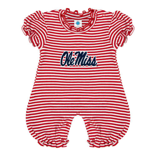 Ole Miss Rebels Stripe Puff Sleeve Romper | College Baby