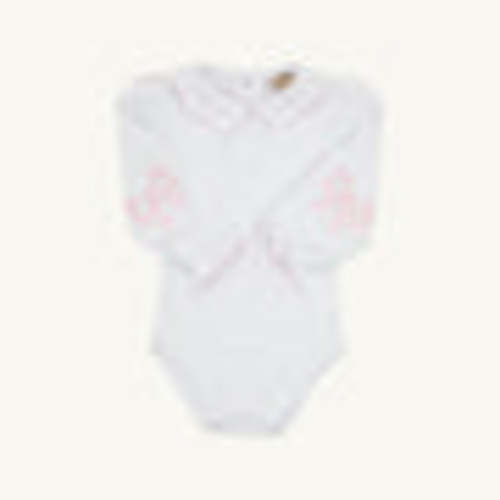 Emma's Elbow Patch Top & Onesie - Worth Avenue White with Palm Beach P