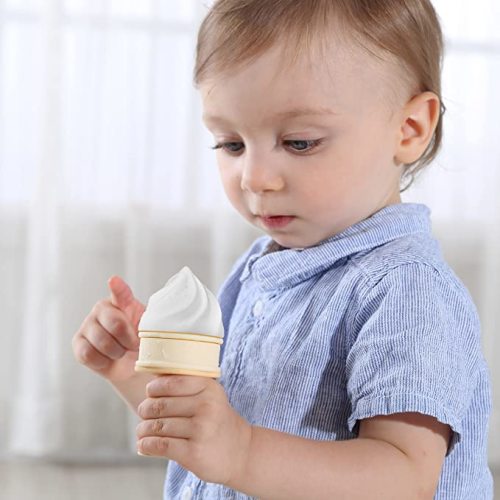 Smily Mia Freezer Teether for Babies 12-18Months,Freezable Ice Cream Toy for 6-12Months Babies,Cold Water Soother for 3-6Months for Teething Pian Relief,Cream White - cream white