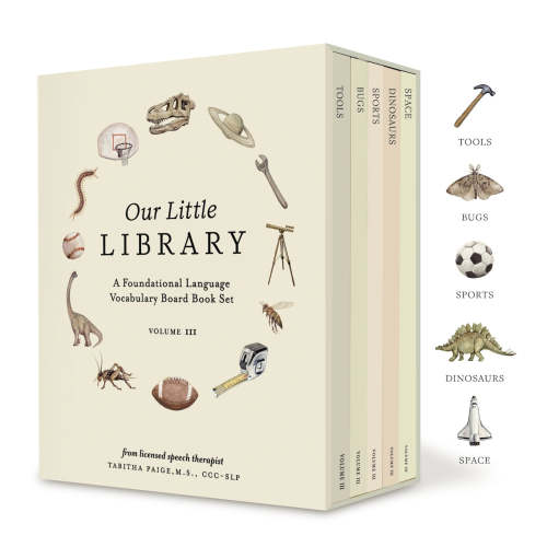 Our Little Library Vol. 3: Dinosaurs, Space, Tools, Bugs, and Sports Board Book Set for Boys & Girls