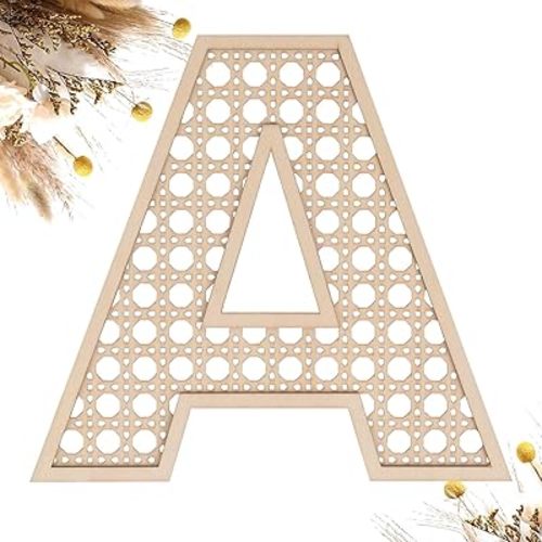 Wooden Rattan Letters 8 inch Wood Letters A for Wall Decor Crafts Boho Nursery Decor for Baby Shower Wedding Bedroom Name Signs Large Rustic Letter Home Decoration