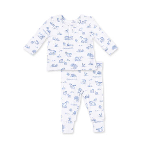 Ribbed Long Sleeve Henley Play Set, Farm Friends