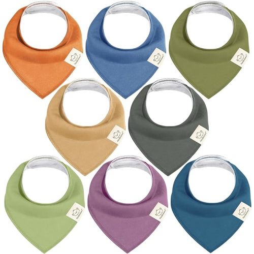 KeaBabies 8-Pack Organic Baby Bandana Bibs for Drooling and Teething - Super Absorbent Triangle Baby Drool Bibs for Boys, Girls, 100% Cotton Extra Soft for Newborn, Infant 0-36 Months (Cruise)