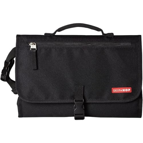 Skip Hop Portable Baby Changing Pad: Pronto Wipe Clean Changing Mat with Built-In Pillow and Wipes Dispenser, Grey Melange