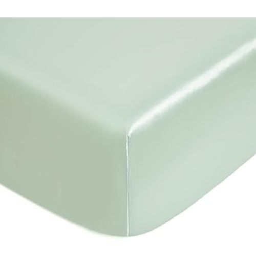 Silk Satin Fitted Crib Sheet, Soft and Silky Fitted Crib Mattress Sheet (52"x28"x8") for Standard Crib and Toddler Mattresses, Mint Green