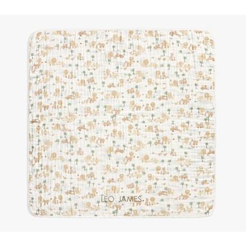 Organic Lion Family Oversized Muslin Baby Blanket , Multi , 47x47
