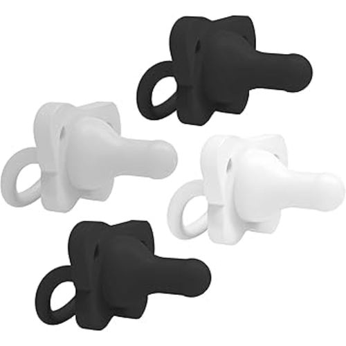 Dr. Brown's HappyPaci 100% Silicone Baby Pacifier, Contoured One-Piece Design, Gray, Black, White, 0-6m, BPA-Free, 4-Pack