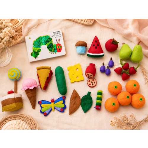 Hungry Caterpillar Felt Story Fruit Set, Handmade Play Food, Sensory Toy