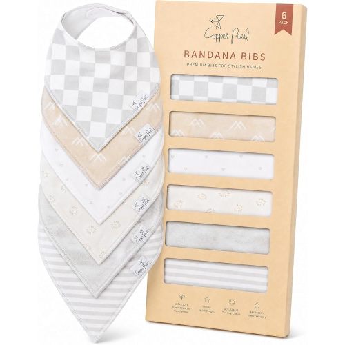 Copper Pearl 6 Pack Soft Cotton Baby Bibs for Drooling and Teething, Absorbent Drool Bibs for Baby Girl and Boy, Adjustable to Fit Newborns to Toddlers, Tons of Styles (Henry Set)