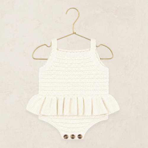 Knit Tank Onesie - Ivory Ruffle