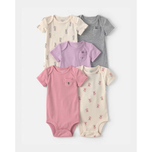 Baby Girl 5-Pack Bunny Multipack Bodysuits - Pink/Ivory | Carter's