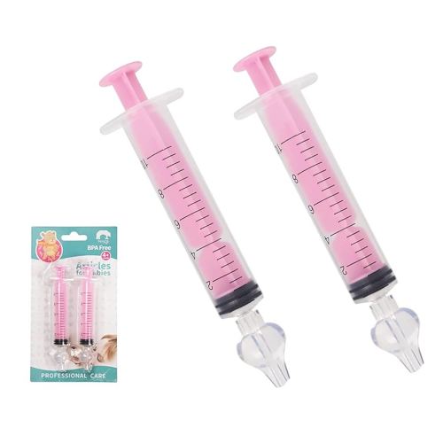 Baby Nose Sucker - 2PCS Professional Nasal Syringe with Cleanable, Reusable Silicone Tip for Irrigation, Spray, Hygiene (Pink)