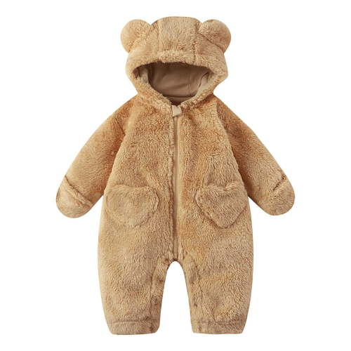 Coerni New Born Baby Animal Halloween Onesie Boys Girls Teddy Bear Sherpa Fleece One Piece Romper Hooded Fuzzy Long Jumpsuit