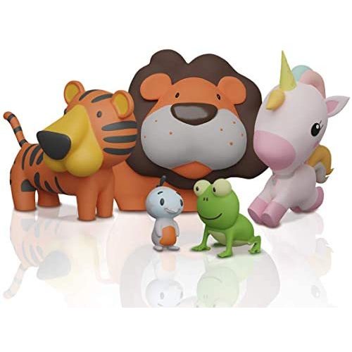 SplashEZ MoldFree Bath Toys for Babies 1M+ and Toddlers , 5 Pack Animal No Holes Bath Toys, Non Squirting Bath Toys for Tub,Beach,Pool, BPA-Free, Dishwasher-Safe, Infant Bathtub Toys