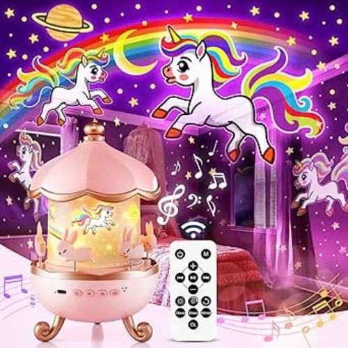 Sound Machine Baby Night Light Projector, 15 White Noise | 21 Colors | 15 Films Toddler Night Light for Kids, Remote Control Baby White Noise Machine, Unicorn Toys for Girls