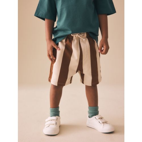 Chocolate Brown and Ecru Jersey Shorts - 3-4 Years