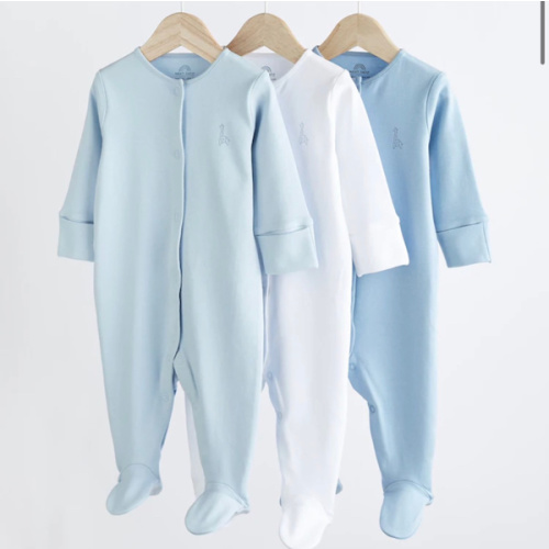 Buy Blue/White 3 Pack Baby Sleepsuits (0-2yrs) from Next USA