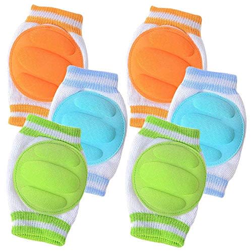 Acfun 3 Pairs Baby Knee Pads for Crawling - Adjustable Breathable Waterproof Safety Protector, Anti-Slip Elastic Knee Elbow Pads Cushion for Babies, Toddlers, Infants, Boys, Girls, Kids