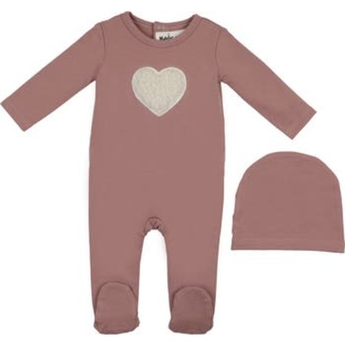 Heart Appliqué Footie & Beanie Set, 6M