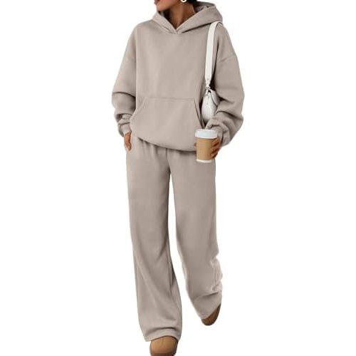 Trendy Queen 2 Piece Lounge Sweat Sets Plus Size Fall Fashion Matching Sweatsuits Wide Leg Pants Travel Outfit Winter Clothes