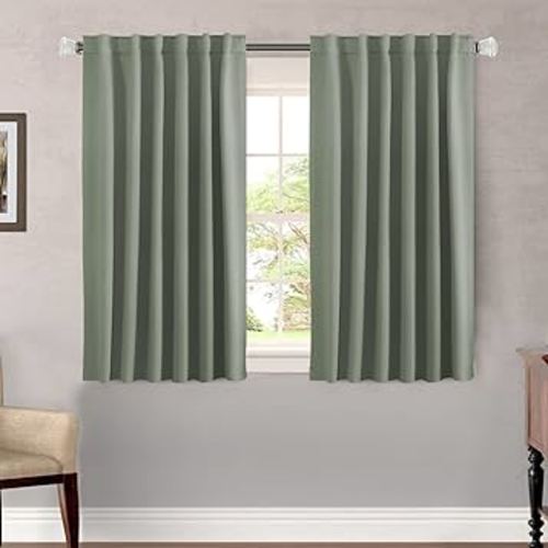H.VERSAILTEX Blackout Curtains Thermal Insulated Window Treatment Panels Room Darkening Blackout Drapes for Living Room Back Tab/Rod Pocket Bedroom Draperies, 52 x 45 Inch, Light Sage, 2 Panels