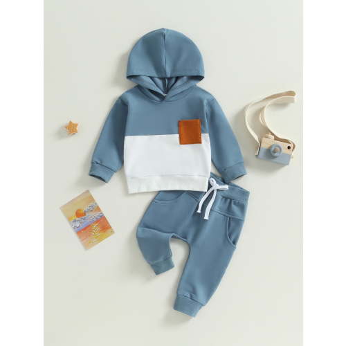 Loicainy Toddler Baby Boys Hooded Outfits Sets 6 12 18 24 Months 2T 3T Long Sleeve Contrast Color Hoodie Tops and Drawstring Pants Clothing Set